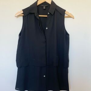 Banana Republic Black Sleeveless Layered Button-Front Blouse